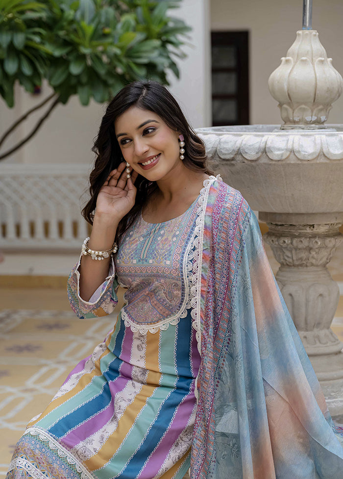 3 Pc Multicolor Silk Suit Set