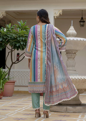 3 Pc Multicolor Silk Suit Set