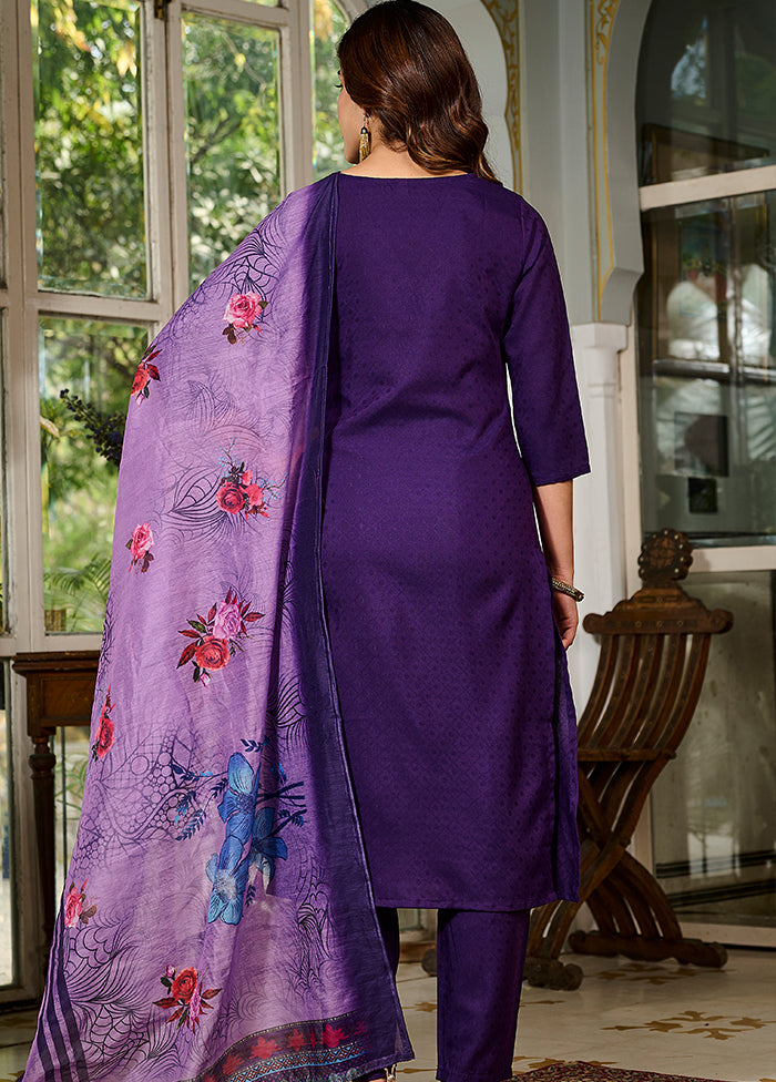 3 Pc Purple Silk Suit Set