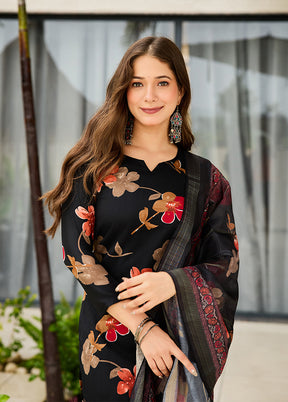 3 Pc Black Silk Suit Set