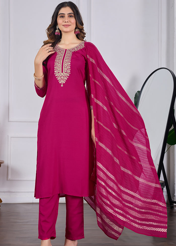 3 Pc Pink Silk Suit Set
