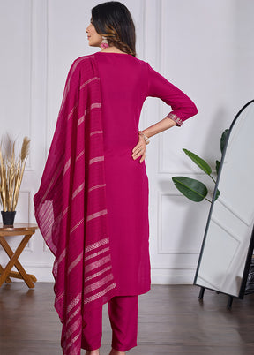 3 Pc Pink Silk Suit Set