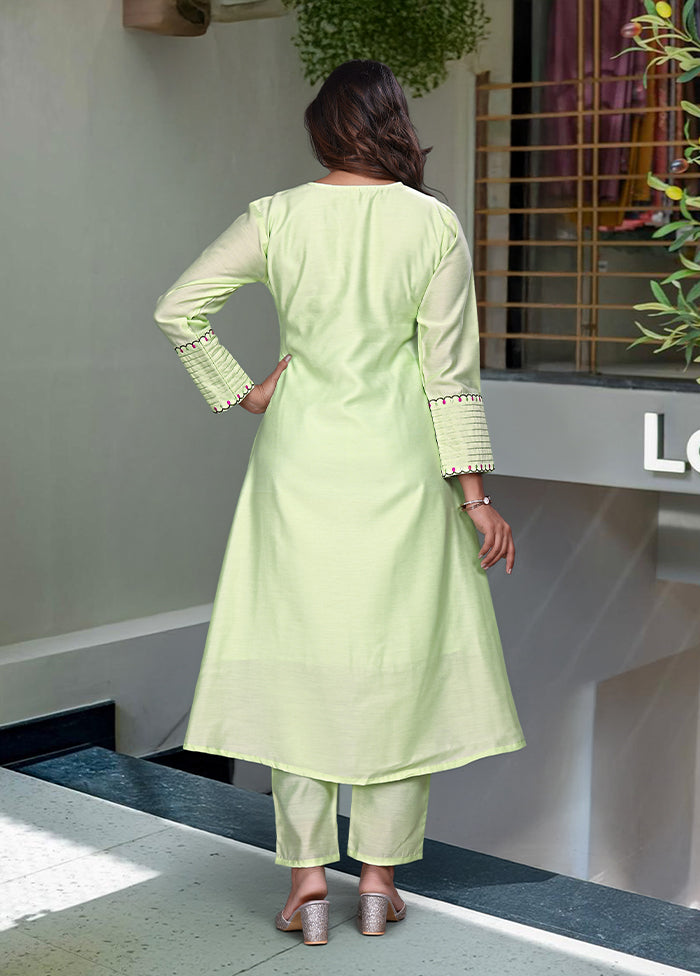 3 Pc Green Silk Suit Set
