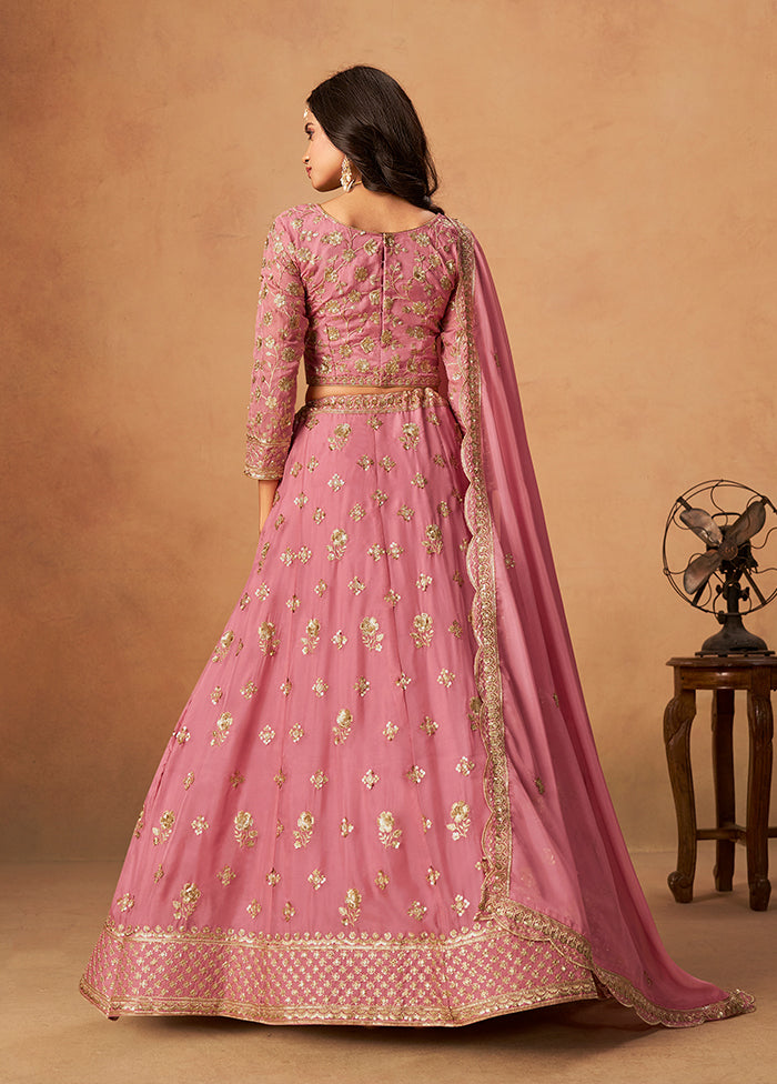 Pink Blended Silk Lehenga Set