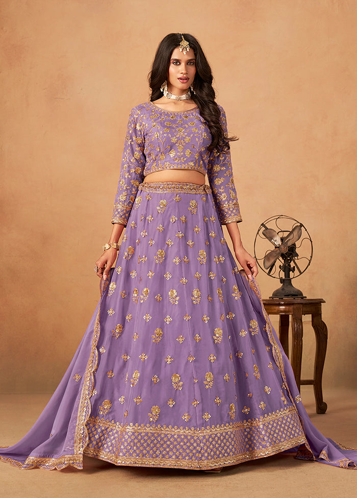 Purple Blended Silk Lehenga Set