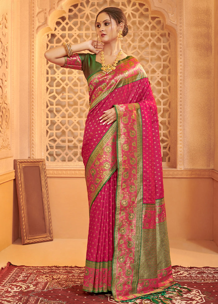 Pink Spun Silk Saree With Blouse Piece