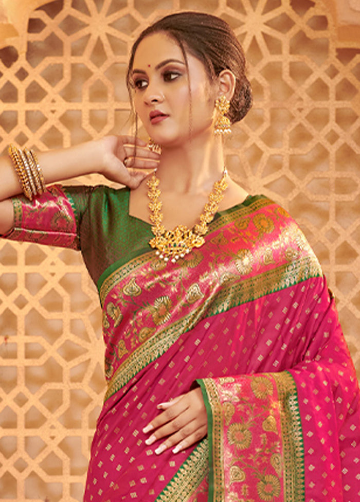 Pink Spun Silk Saree With Blouse Piece