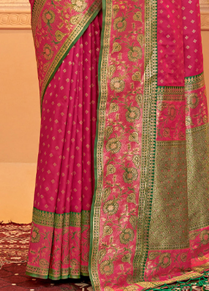 Pink Spun Silk Saree With Blouse Piece
