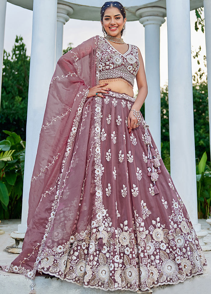 Lavender Blended Silk Ready to wear Lehenga Set