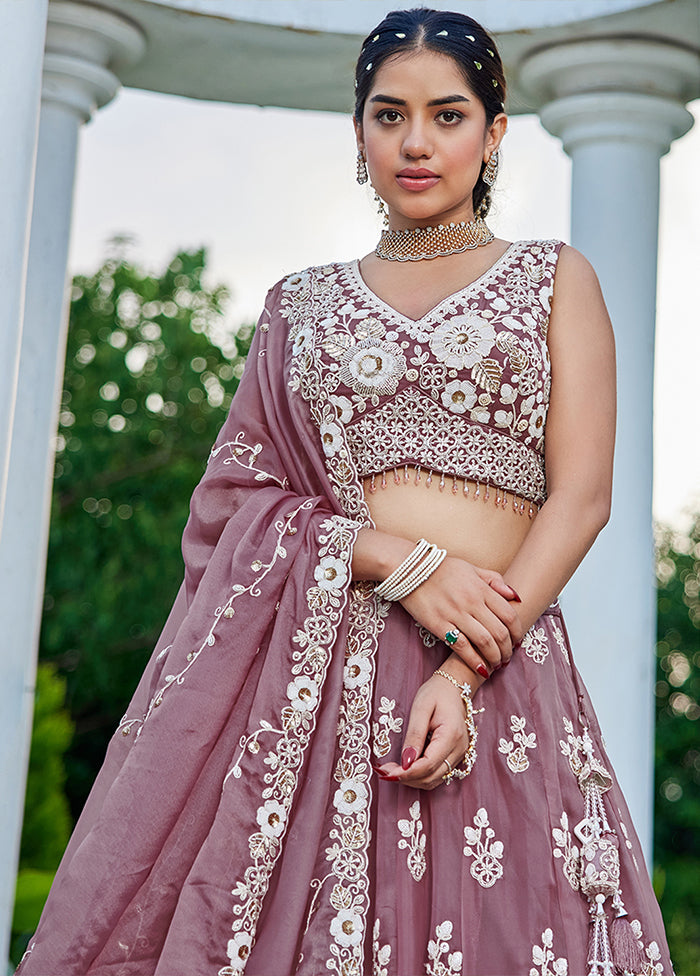 Lavender Blended Silk Ready to wear Lehenga Set