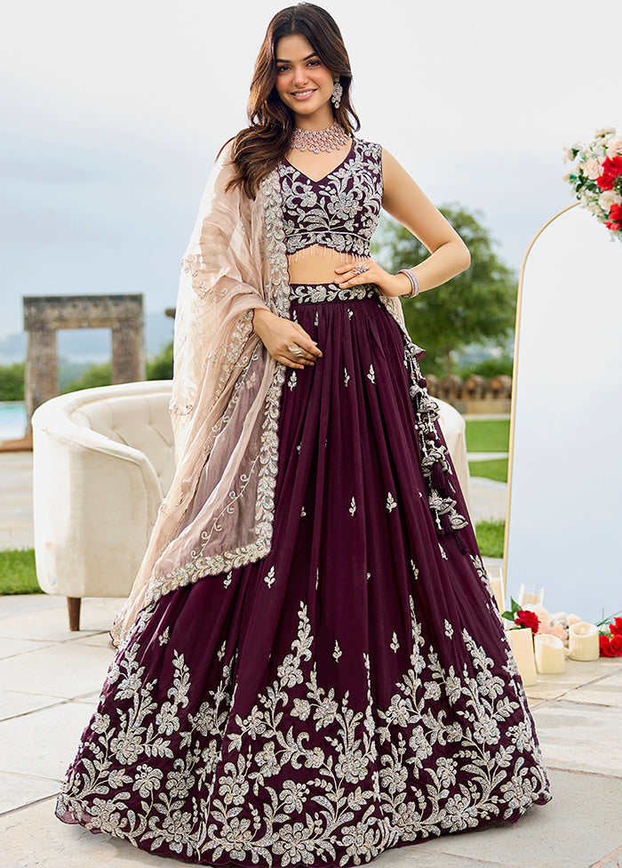 Wine Blended Silk Ready to wear Lehenga Set
