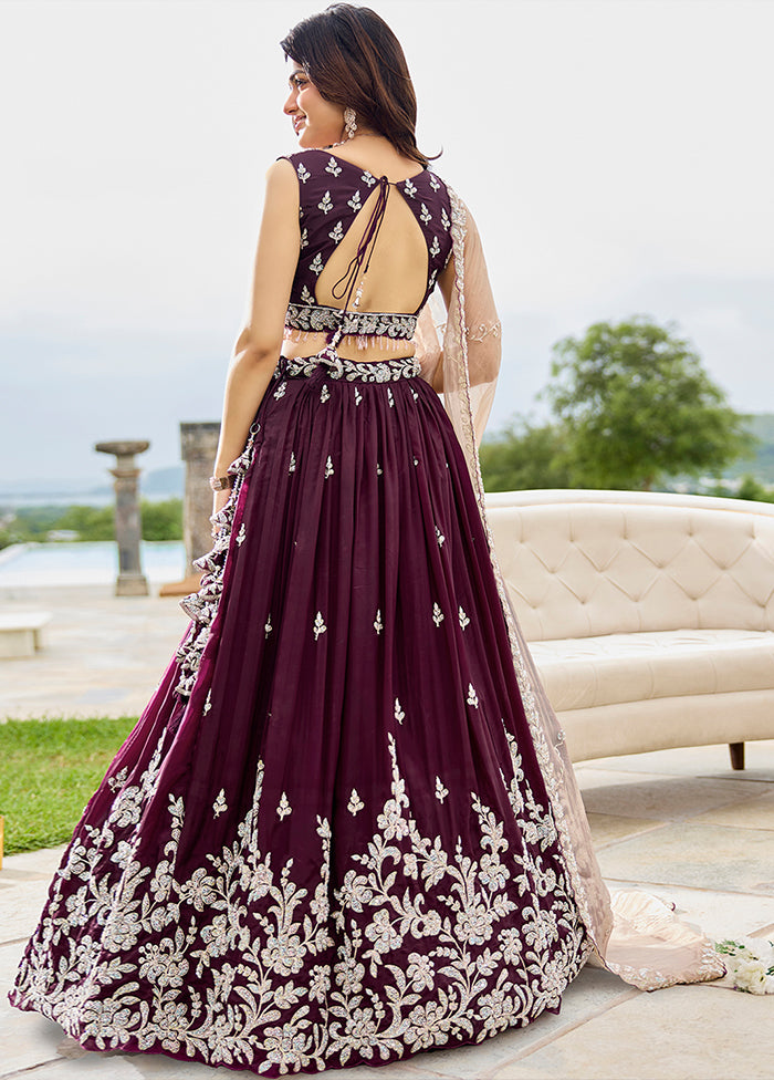 Wine Blended Silk Ready to wear Lehenga Set