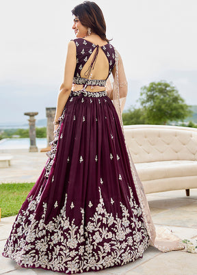 Wine Blended Silk Ready to wear Lehenga Set