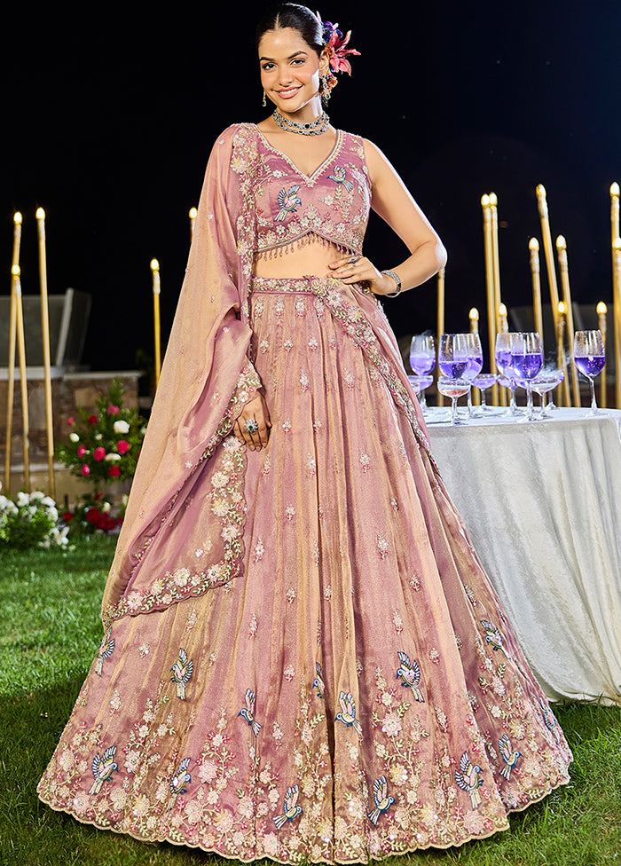 Lavender Blended Silk Ready to wear Lehenga Set