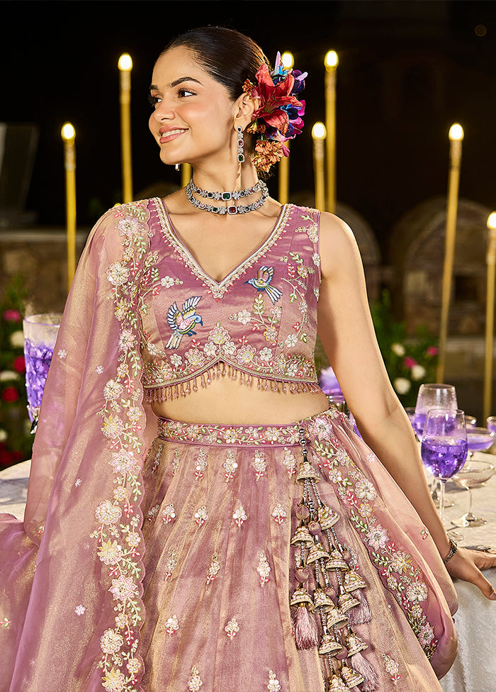 Lavender Blended Silk Ready to wear Lehenga Set