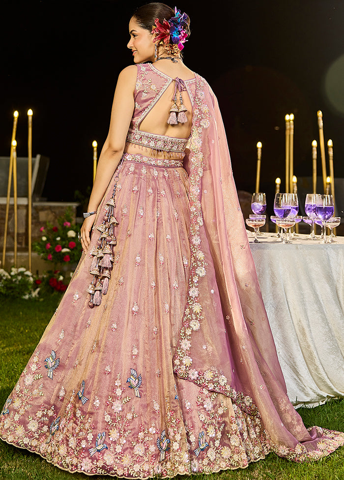 Lavender Blended Silk Ready to wear Lehenga Set