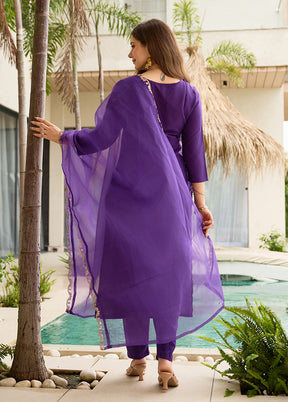 3 Pc Purple Silk Suit Set