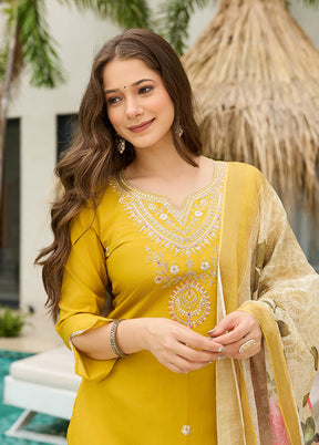 3 Pc Yellow Silk Suit Set