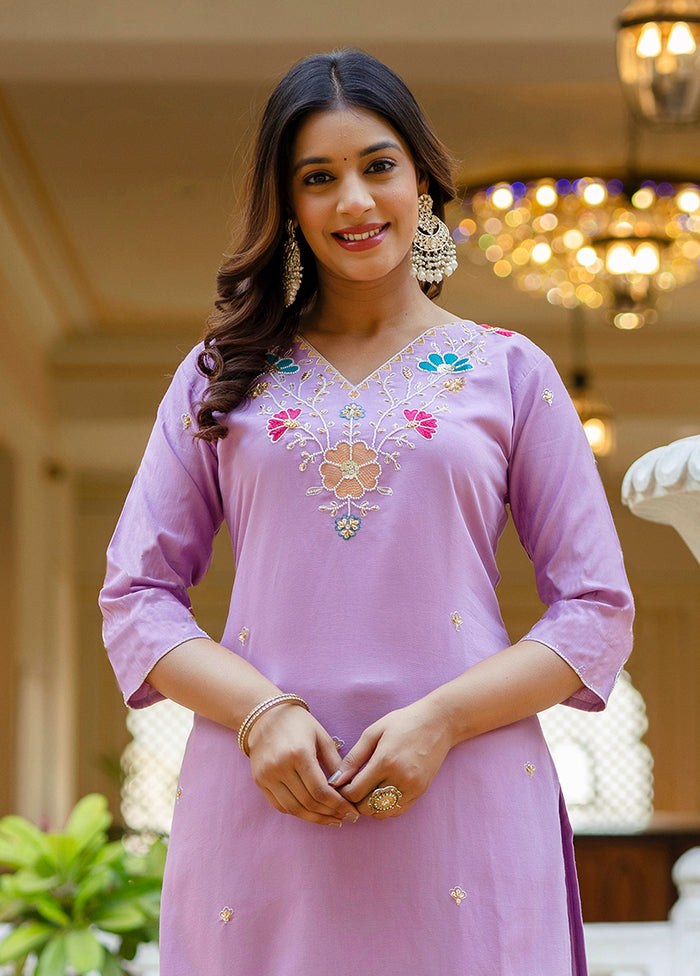 3 Pc Lavender Silk Suit Set