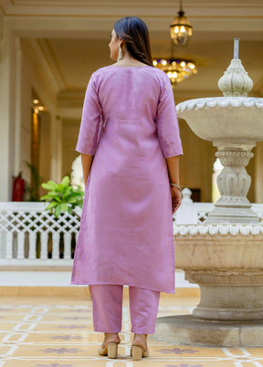 3 Pc Lavender Silk Suit Set
