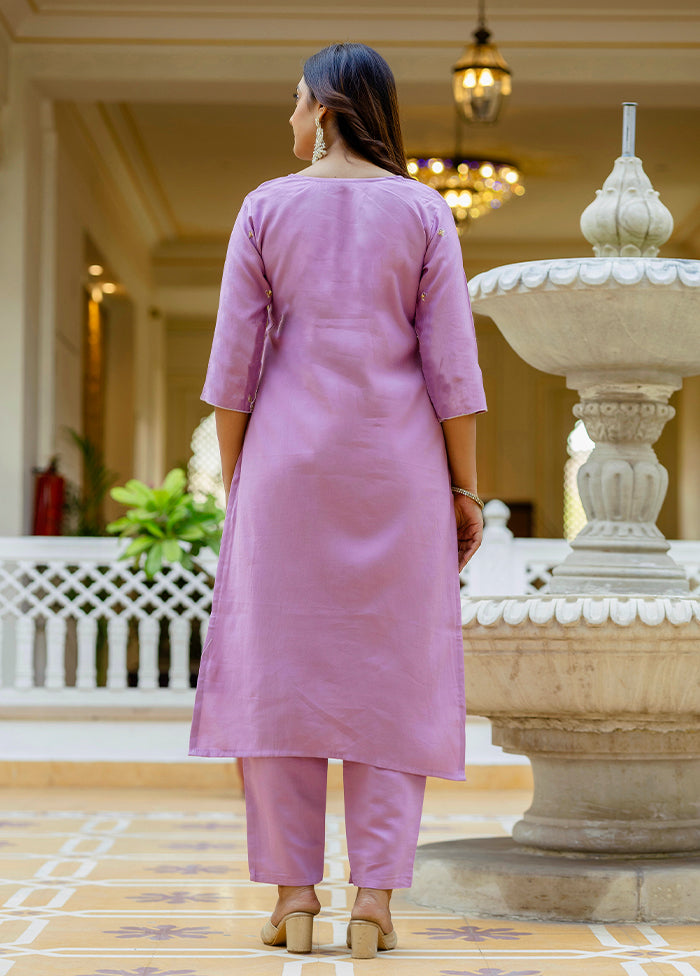 3 Pc Lavender Silk Suit Set
