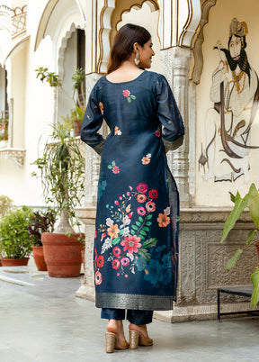 3 Pc Blue Cotton Suit Set