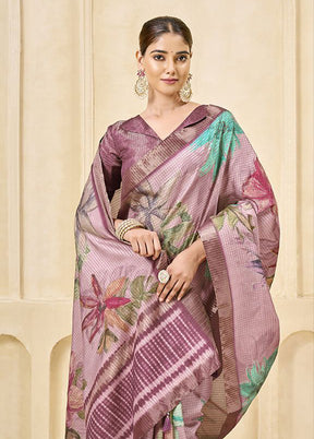 Pink Spun Silk Saree With Blouse Piece