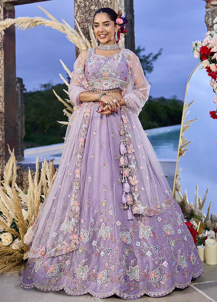 Lavender Blended Silk Lehenga Set