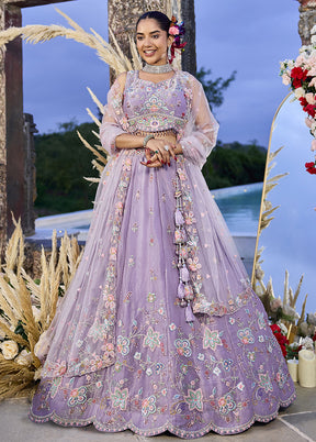 Lavender Blended Silk Lehenga Set