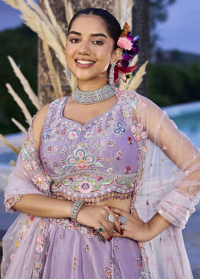 Lavender Blended Silk Lehenga Set