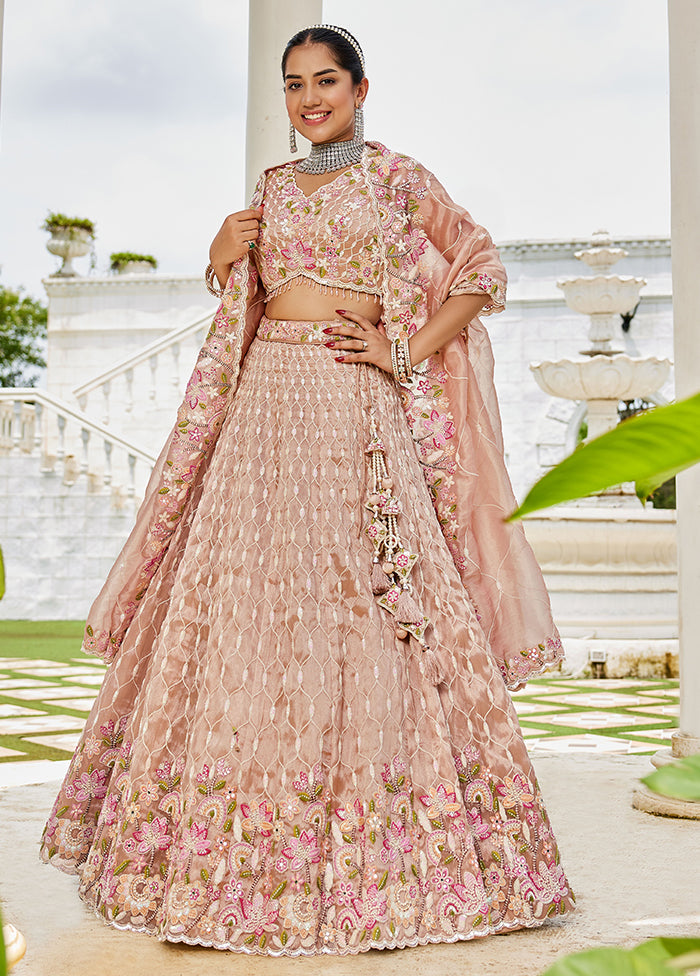 Multicolor Blended Silk Lehenga Set