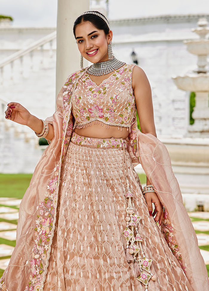Multicolor Blended Silk Lehenga Set