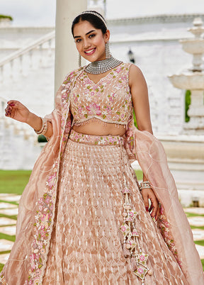 Multicolor Blended Silk Lehenga Set