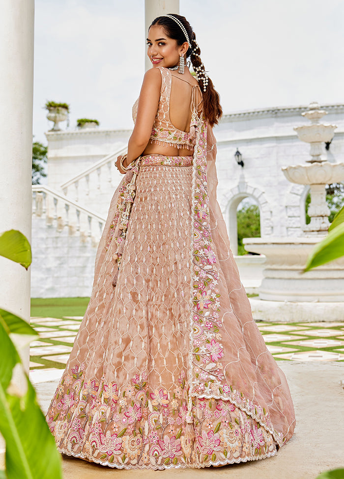 Multicolor Blended Silk Lehenga Set