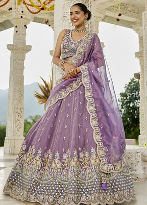 Purple Blended Silk Lehenga Set