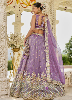 Purple Blended Silk Lehenga Set