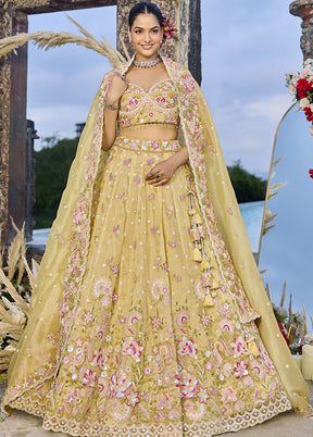 Yellow Blended Silk Lehenga Set