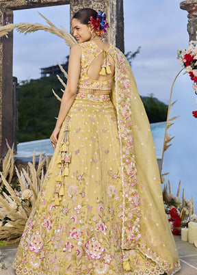 Yellow Blended Silk Lehenga Set
