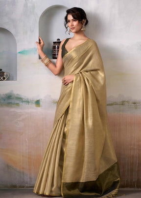 Golden Spun Silk Saree With Blouse Piece