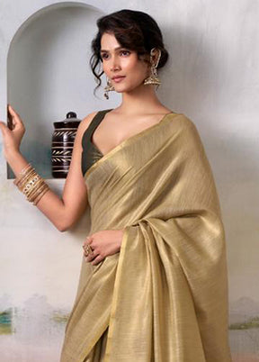 Golden Spun Silk Saree With Blouse Piece