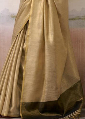 Golden Spun Silk Saree With Blouse Piece