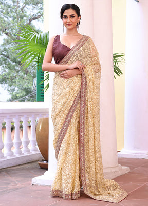 Brown Spun Silk Saree With Blouse Piece