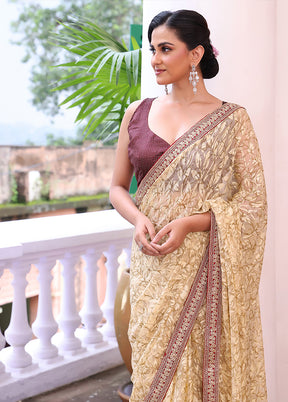 Brown Spun Silk Saree With Blouse Piece