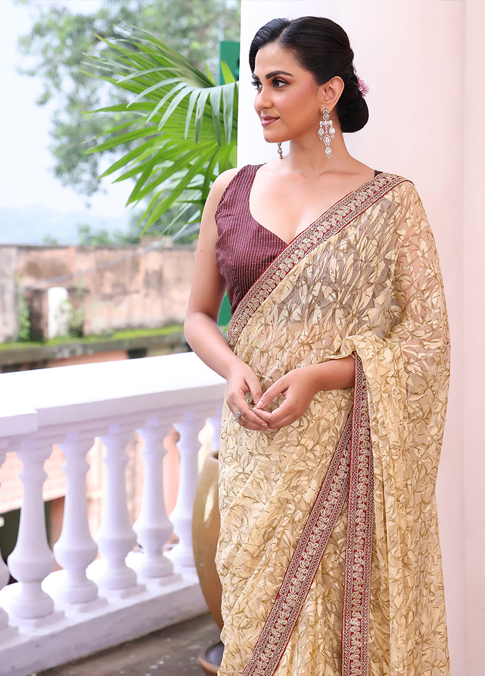 Brown Spun Silk Saree With Blouse Piece