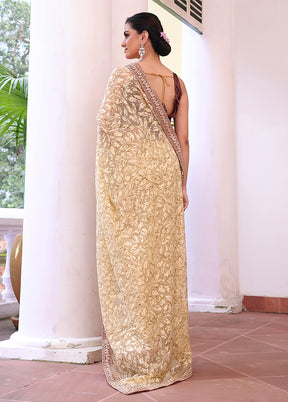 Brown Spun Silk Saree With Blouse Piece