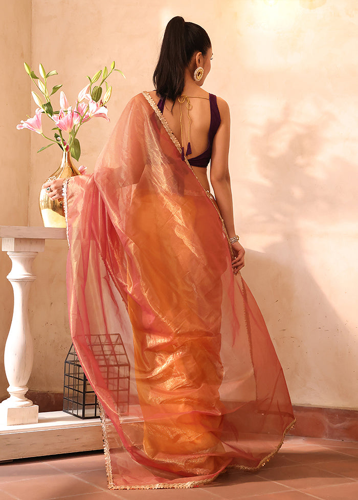 Golden Organza Saree With Blouse Piece