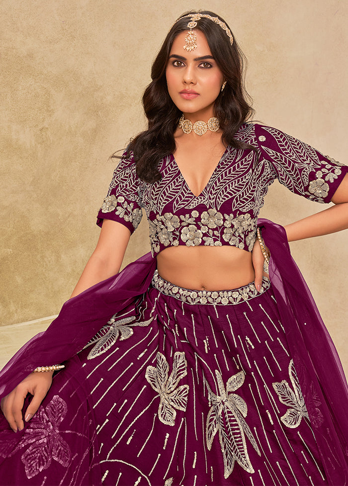 Multicolor Blended Silk Lehenga Set