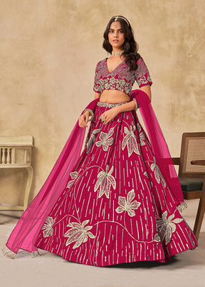 Pink Blended Silk Lehenga Set