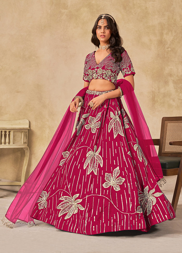 Pink Blended Silk Lehenga Set