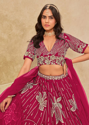 Pink Blended Silk Lehenga Set